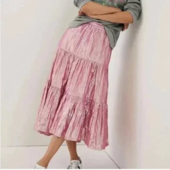 ⭐️ 🌻 Maeve Alicia Peasant Metallic Hippie Hipster Chic Classy Boho Maxi Skirt - Picture 3 of 3